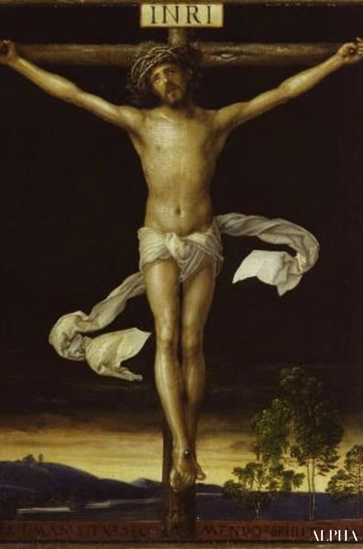 Reproduction du tableau « Le Christ en croix - Albrecht Dürer » par Alpha Reproduction en peinture à l’huile