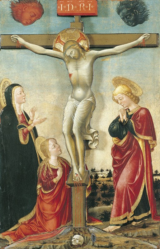 The Christ on the cross, the Virgin, Saint John and Madeleine - Lorenzo Monaco