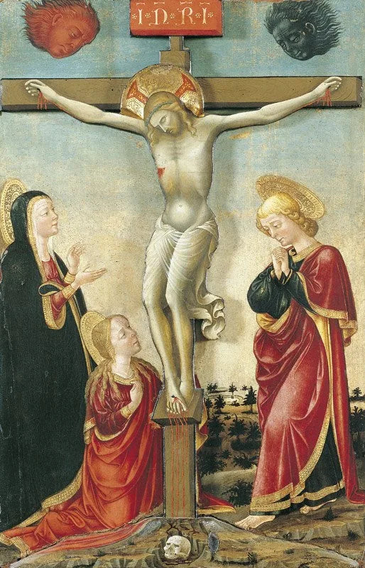 The Christ on the cross, the Virgin, Saint John and Madeleine - Lorenzo Monaco