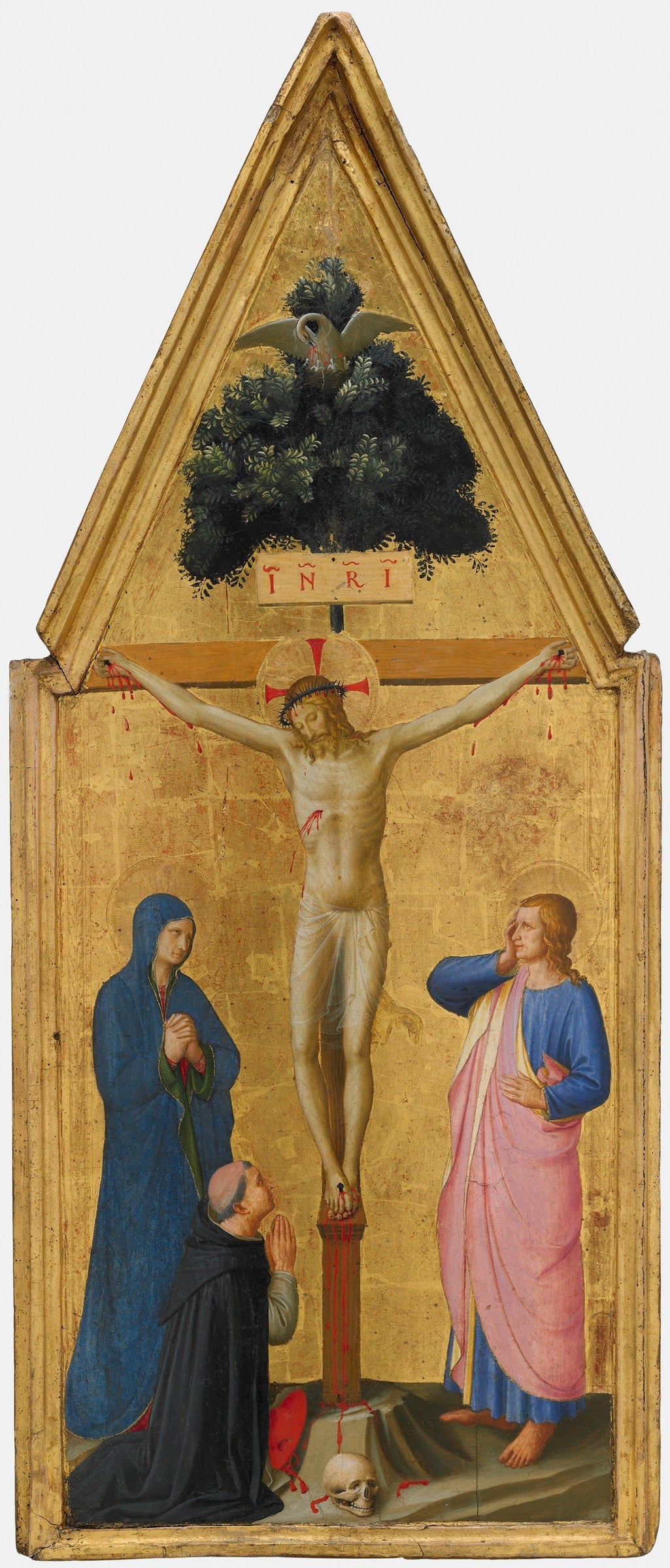 The Christ on the Cross, the Virgin, Saint John the Evangelist, and Cardinal Torquemada - Fra Angelico