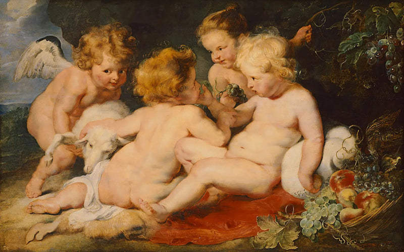 The Christ and John the Baptist as children and two angels - Peter Paul Rubens