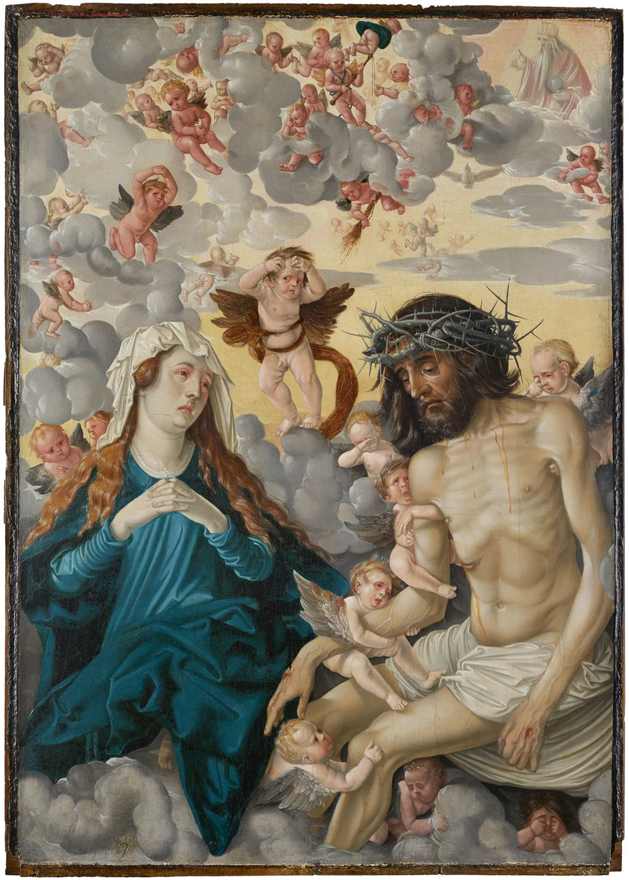 The Christ, homme de douleurs, wept for Marie and the angels. - Hans Baldung Grien