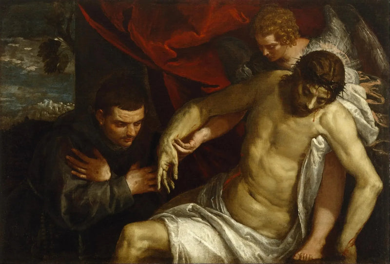 The Dead Christ Supported by an Angel and Adored by a Franciscan - Paul Véronèse