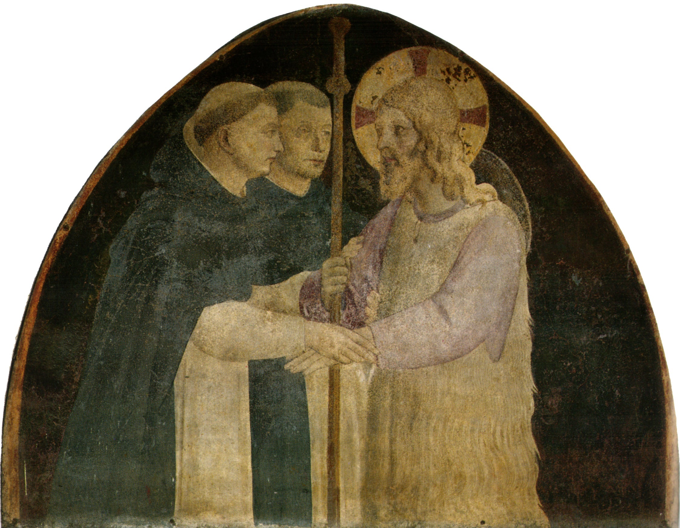 The Christ pèlerin accueilli par deux dominicains - Fra Angelico
