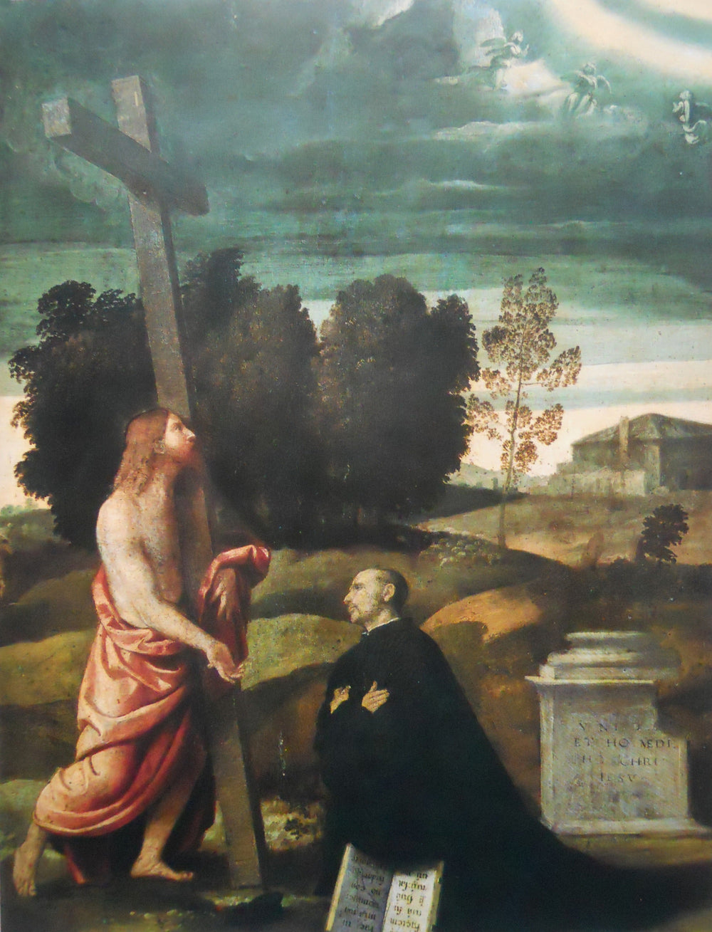 Le Christ portant la croix devant une figure agenouillée - Alessandro Bonvicino - Alpha Reproduction