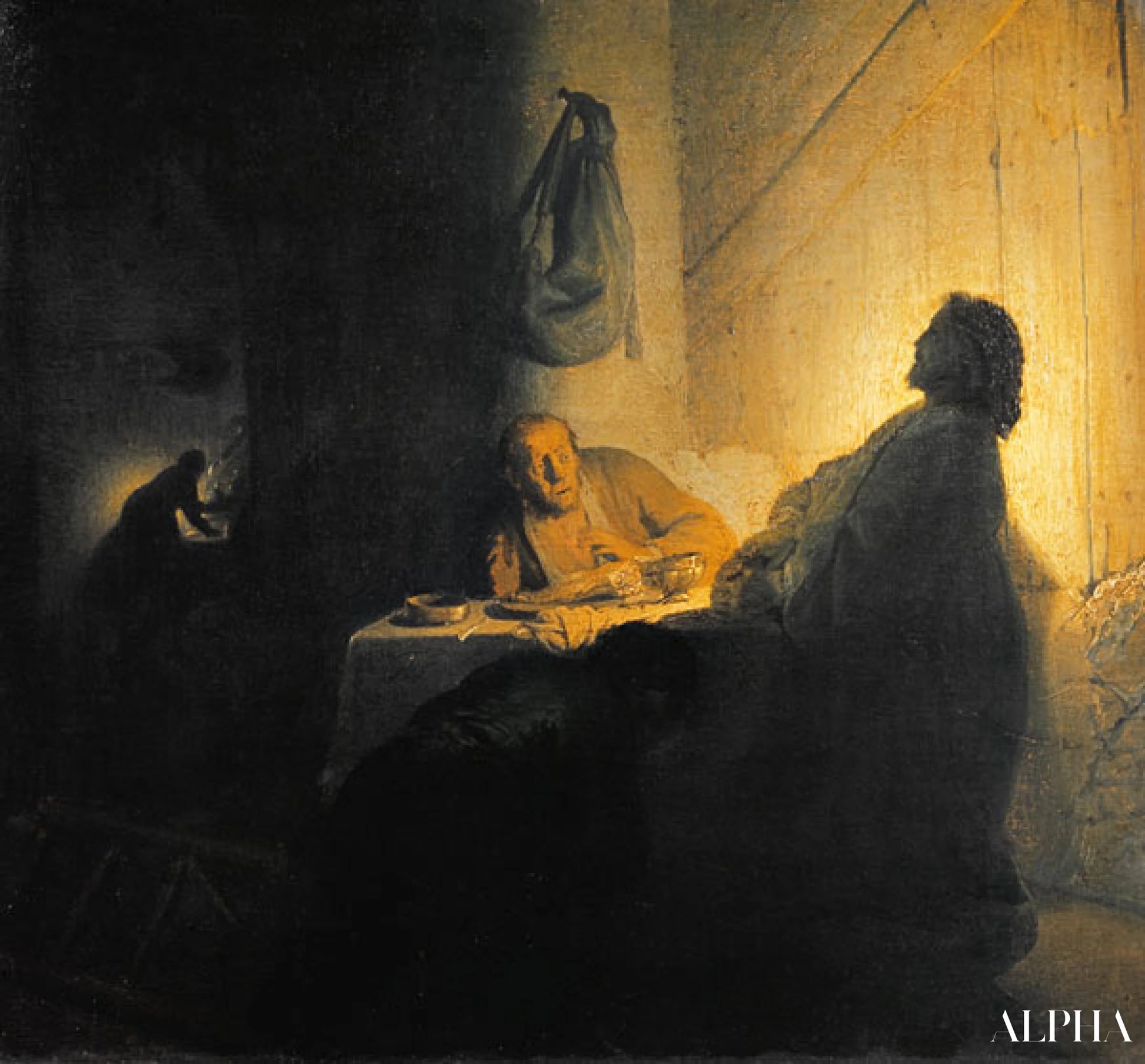 Le Christ ressuscité aux côtés de Emmaüs - Rembrandt van Rijn - Reproductions de tableaux et peintures haut de gamme