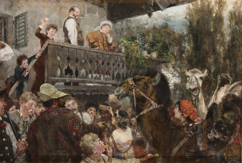 The Wandering Circus (The Camel Drivers at Partenkirchen) - Adolph von Menzel