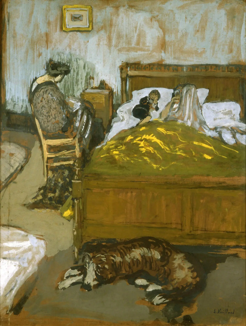 The yellow bed cover - Édouard Vuillard
