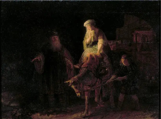The Departure of the Sunamite Woman - Rembrandt