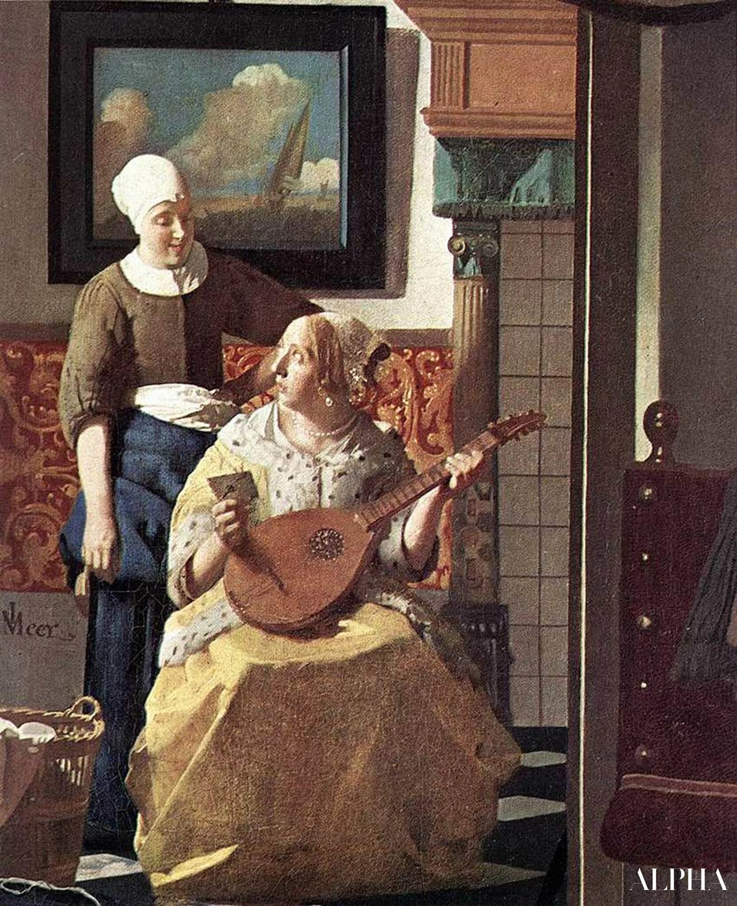 The detail of the Love Letter (Vermeer) - Johannes Vermeer - High-end reproductions of paintings and artworks