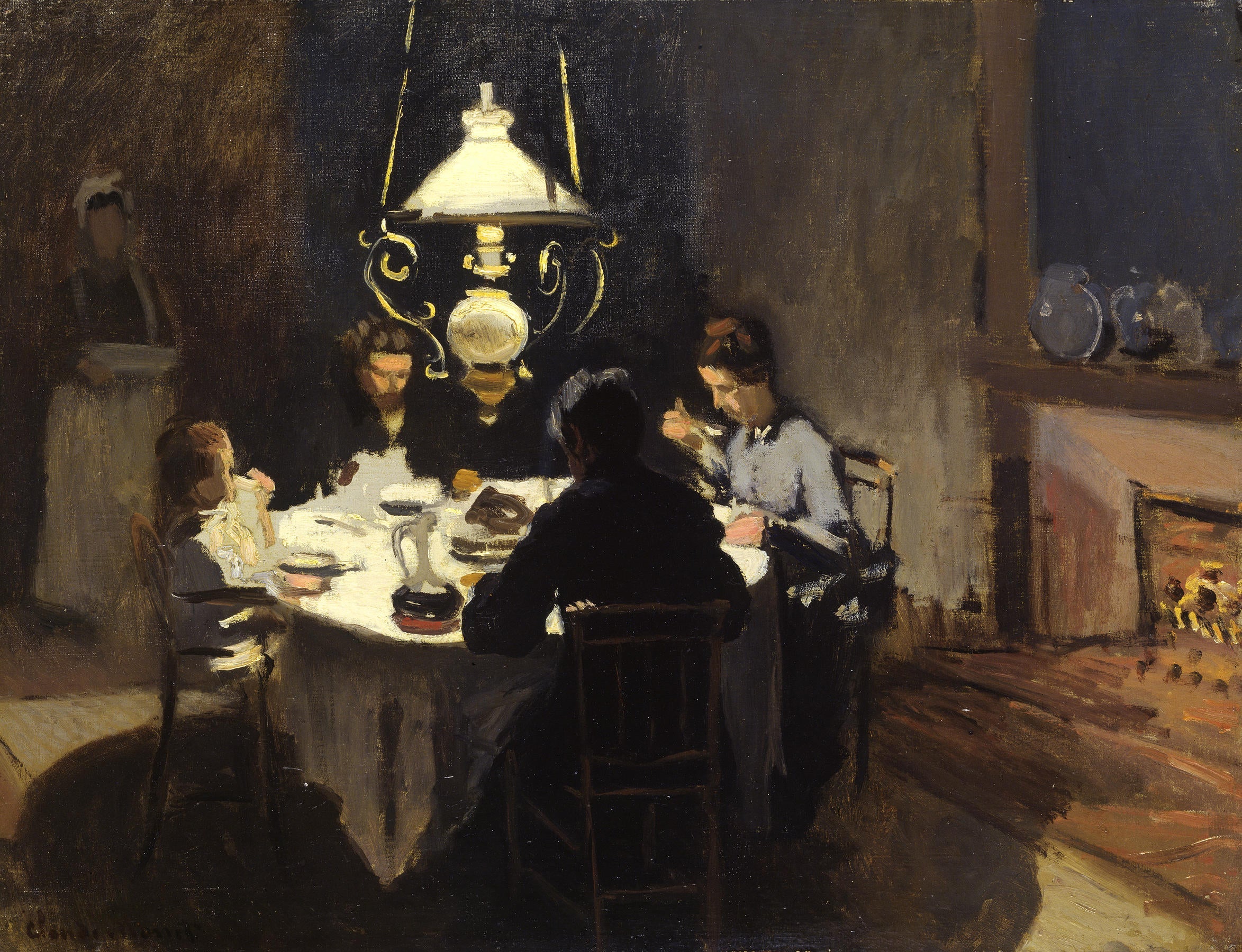 Reproduction du tableau « Le Dîner - Claude Monet » par Alpha Reproduction en peinture à l’huile