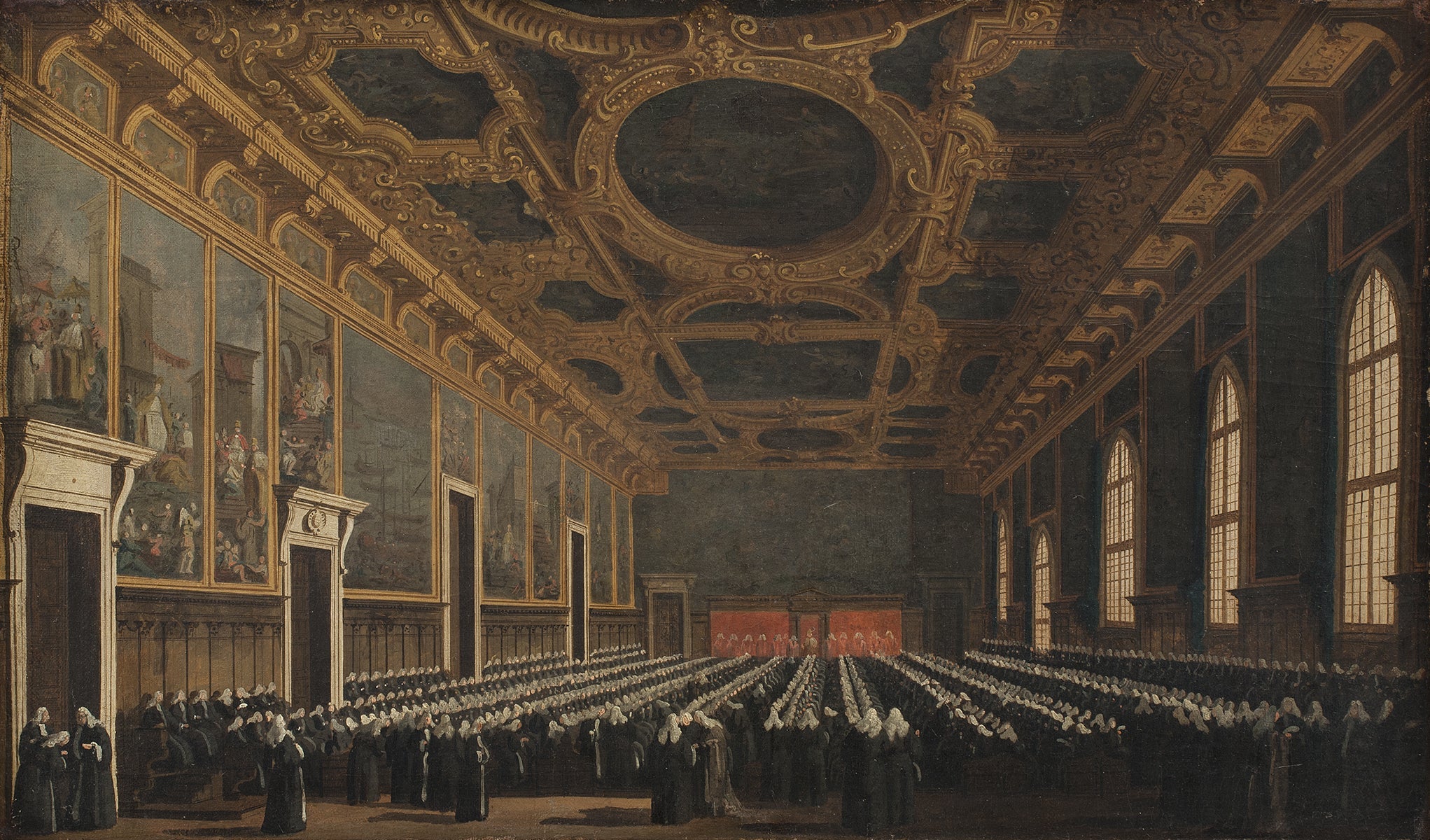 The Doge and the Great Council in the Sala del Maggior Consiglio - Canaletto