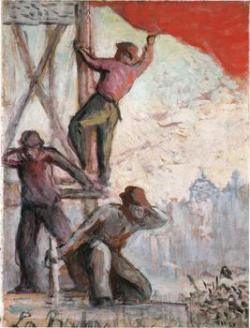The red flag or the union battle - Maximilien Luce