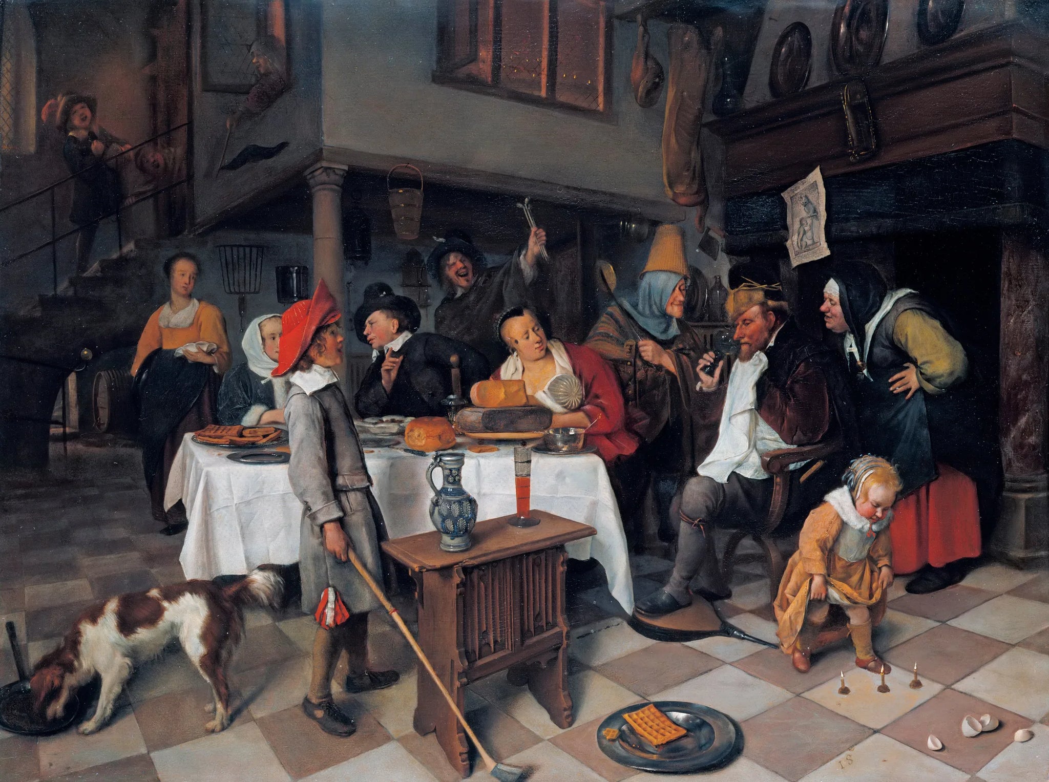 Le festin de la nuit des rois : « Le roi boit » - Jan Steen image 1 reproduction de peinture à l’huile