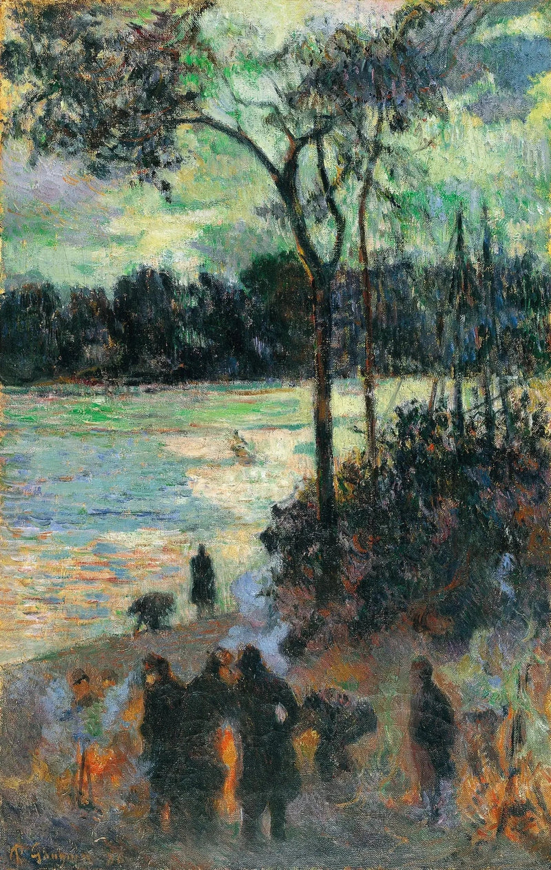 The Fire by the Water's Edge - Paul Gauguin