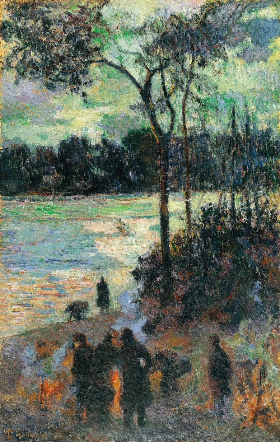 The Fire by the Water's Edge - Paul Gauguin