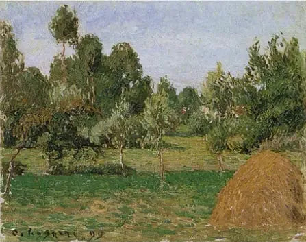 The Meadow at Eragny, with Haystack on the Right - Camille Pissarro