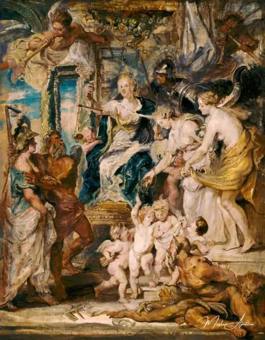 Le gouvernement heureux de la reine, croquis du cycle Médicis - Peter Paul Rubens - Reproductions de tableaux et peintures haut de gamme