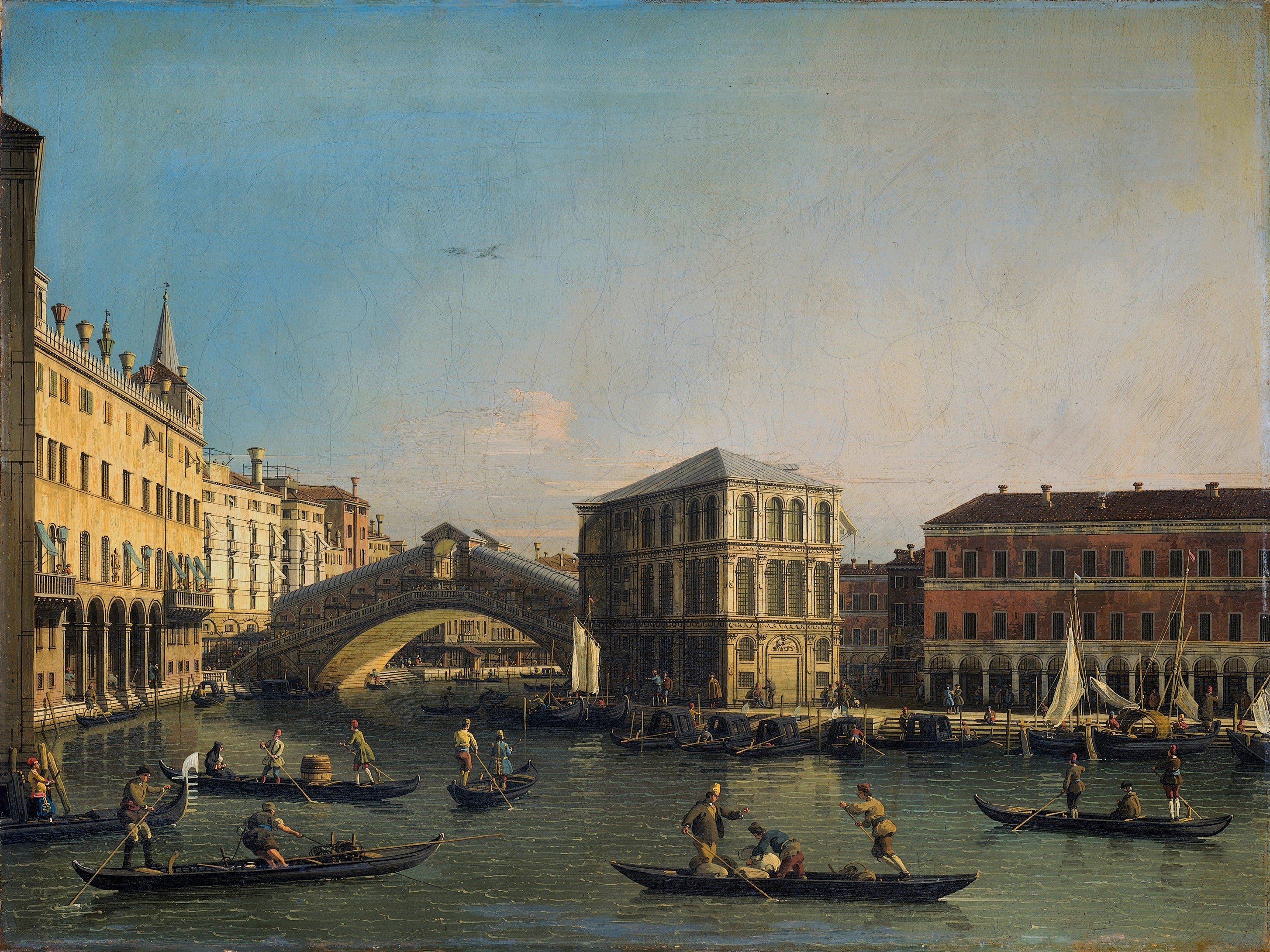 The Grand Canal with the Rialto Bridge and the Fondaco dei Tedeschi - Canaletto