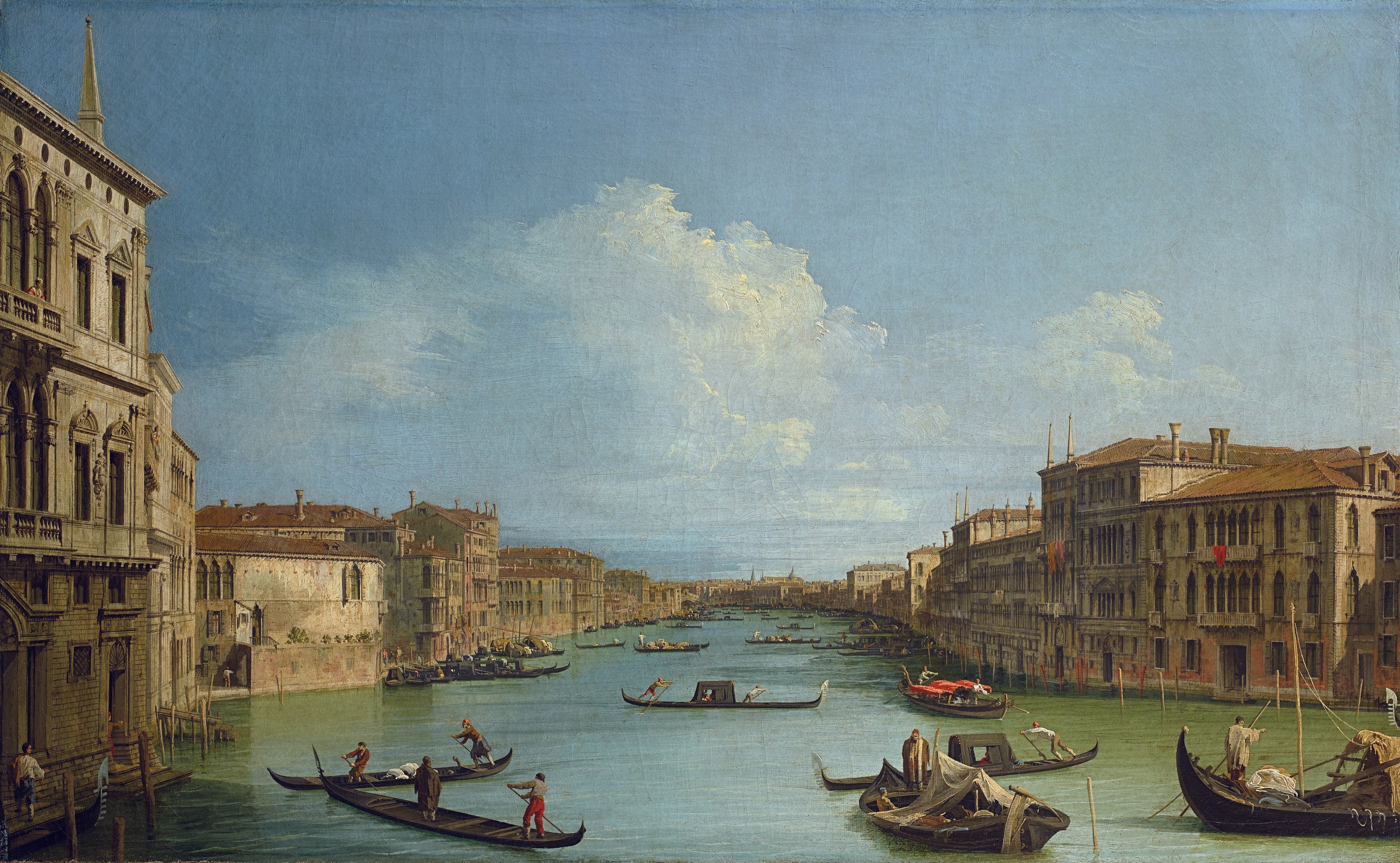 The Grand Canal, from Ca' Foscari towards Rialto Bridge - Canaletto