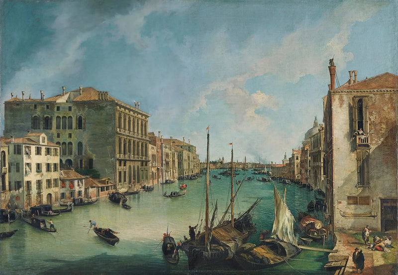 The Grand Canal depuis la place San Vio à Venice - Canaletto