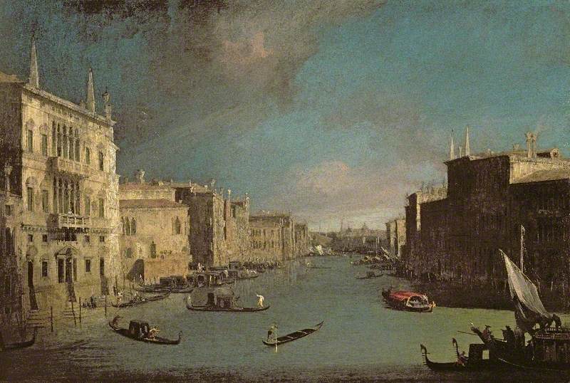 The Grand Canal, Venice, view towards the northeast from Palazzo Balbi to the Rialto Bridge - Canaletto