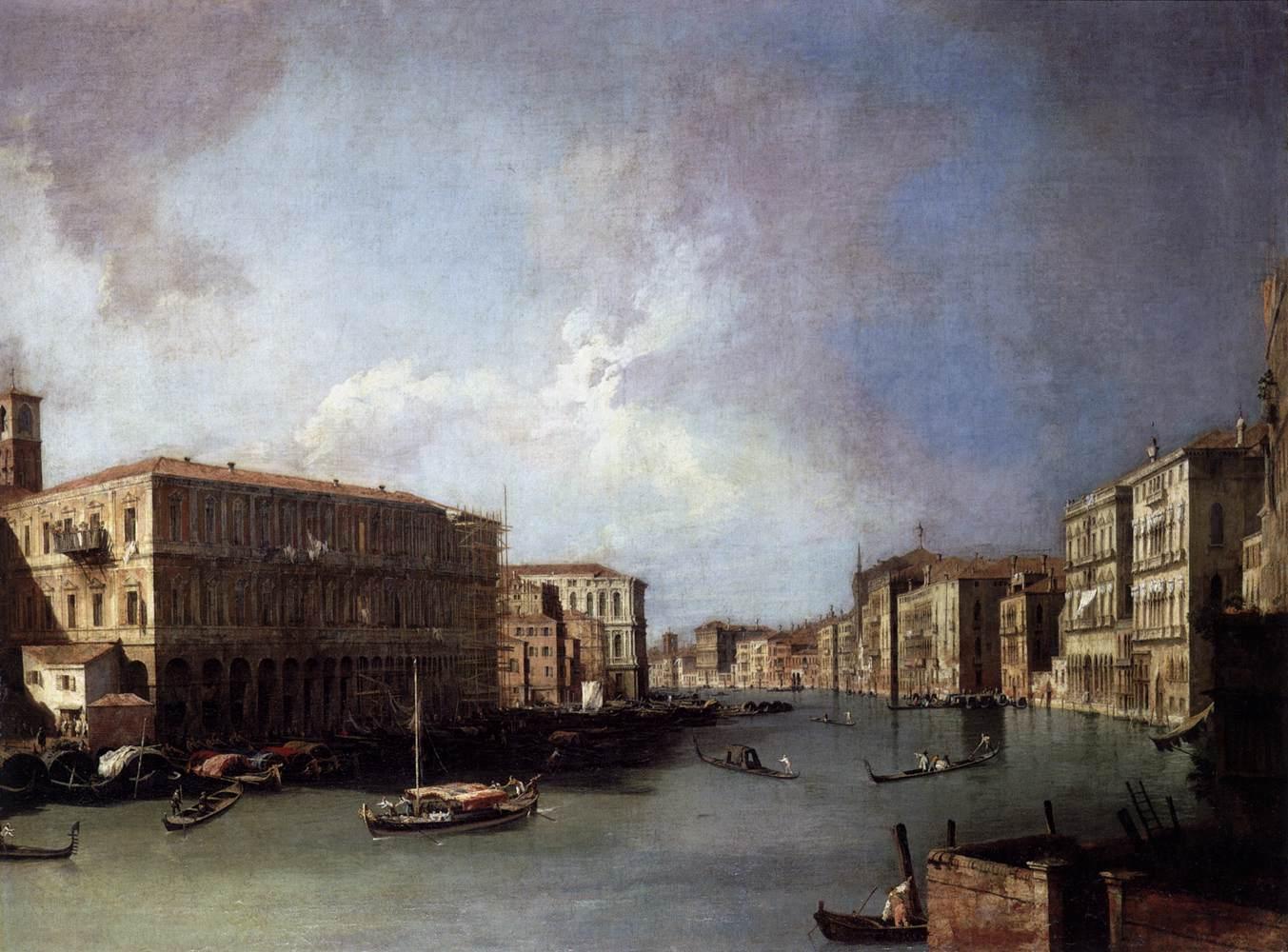 The Grand Canal, towards the north near the Rialto Bridge - Canaletto