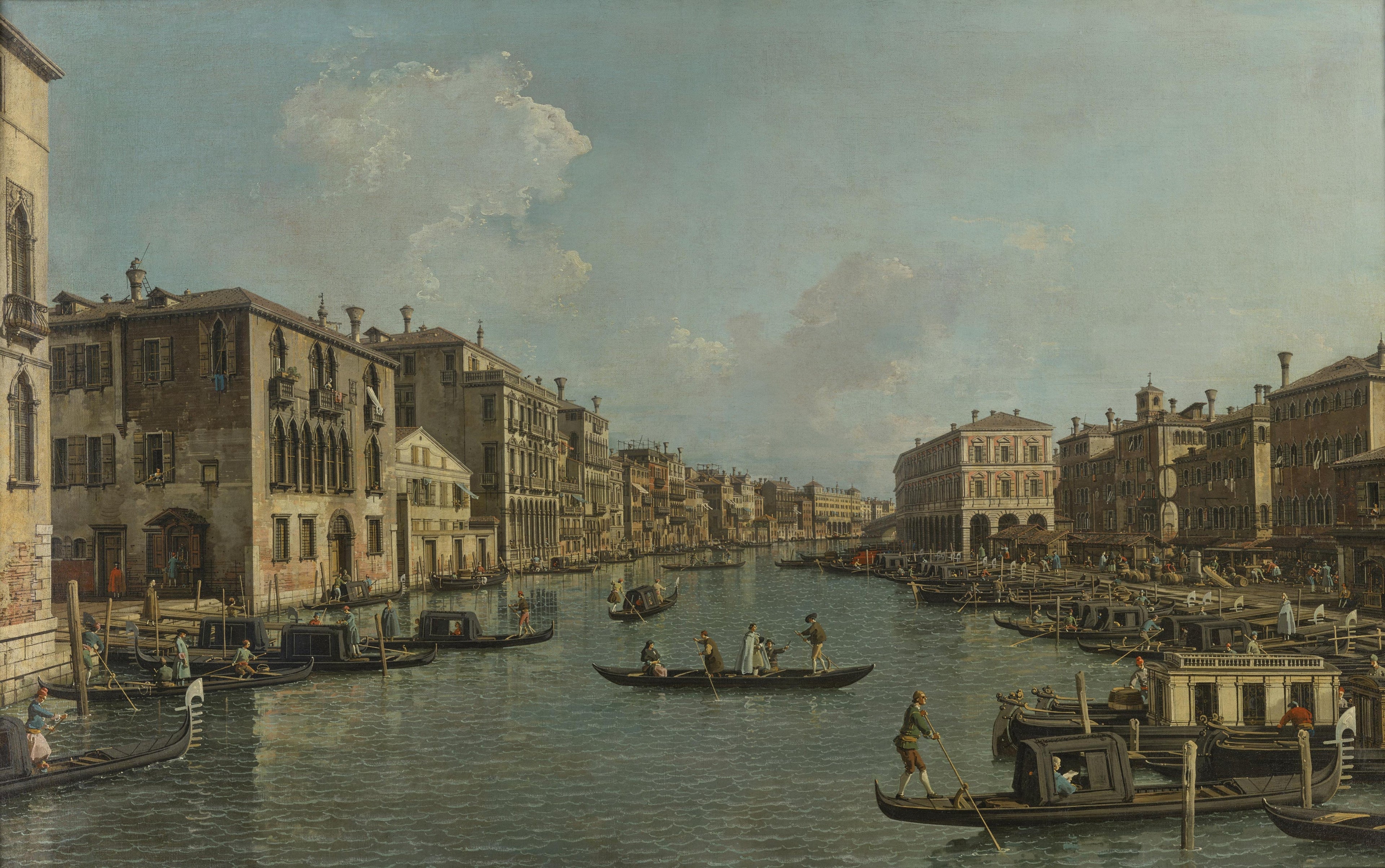The Grand Canal seen from the southwest towards the Rialto Bridge - Canaletto
