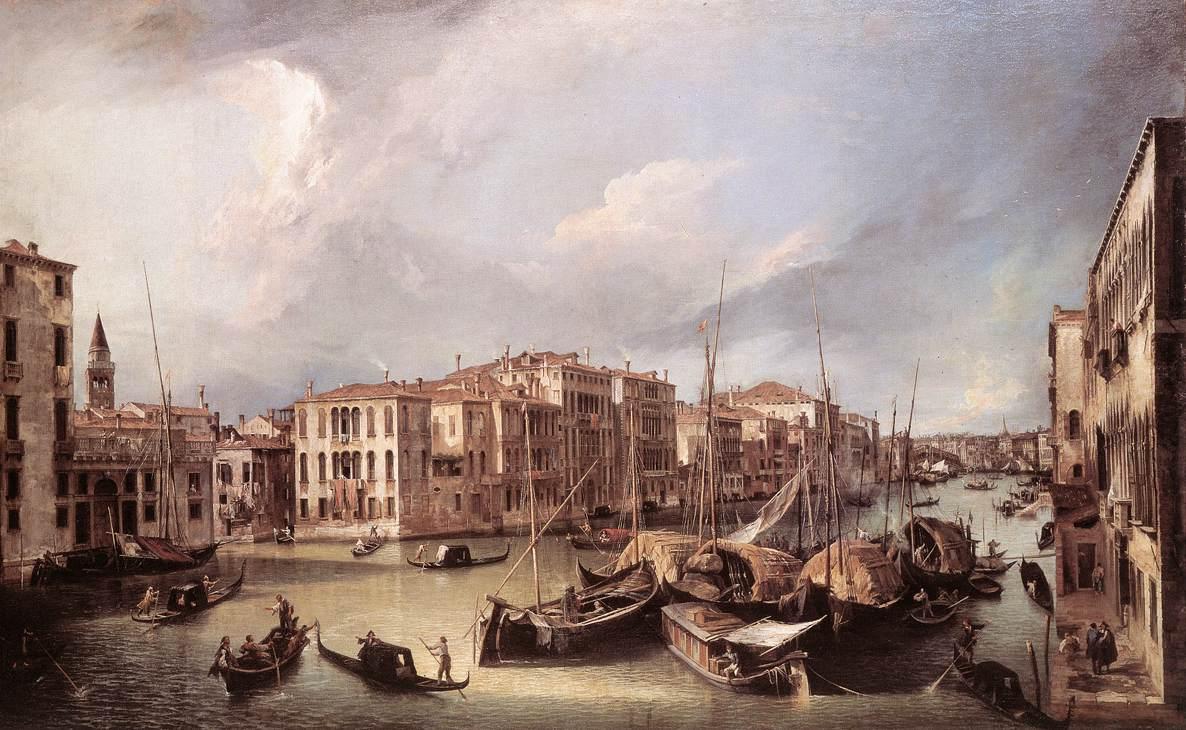 The Grand Canal seen from the northeast towards the Rialto Bridge - Canaletto