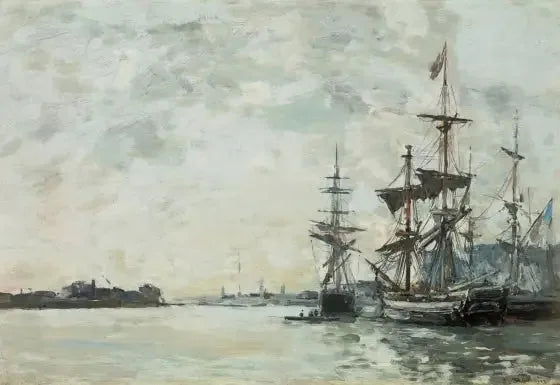 Le Havre, ships at anchor in the port - Eugène Boudin