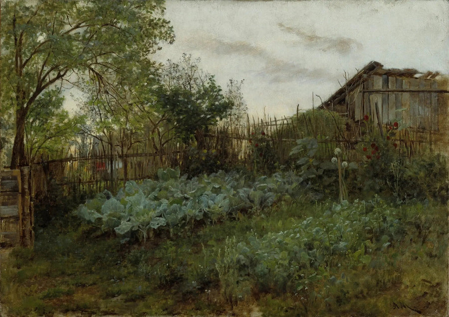 The Backyard Garden - Adolph von Menzel