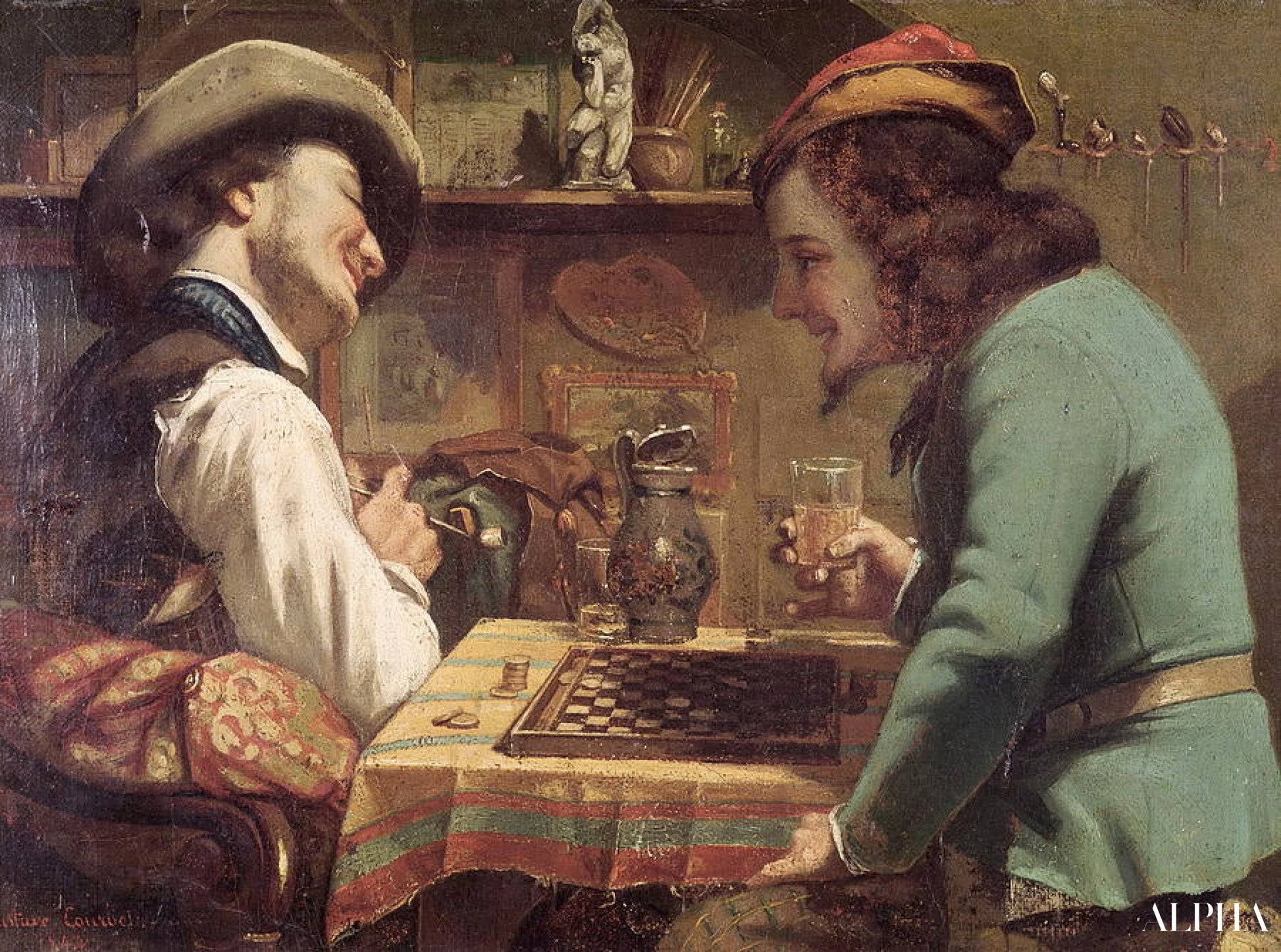 Le jeu de dames - Gustave Courbet - Reproductions de tableaux et peintures haut de gamme
