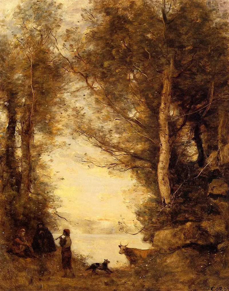 The Flute Player of Lake Albano - Jean-Baptiste Camille Corot