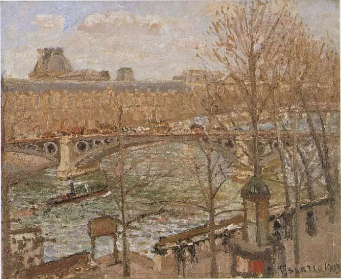 The Louvre and the Carrousel Bridge, Sun - Camille Pissarro