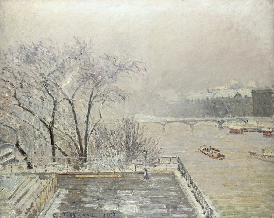 The Louvre, Morning, Snow Effect (Second series) - Camille Pissarro