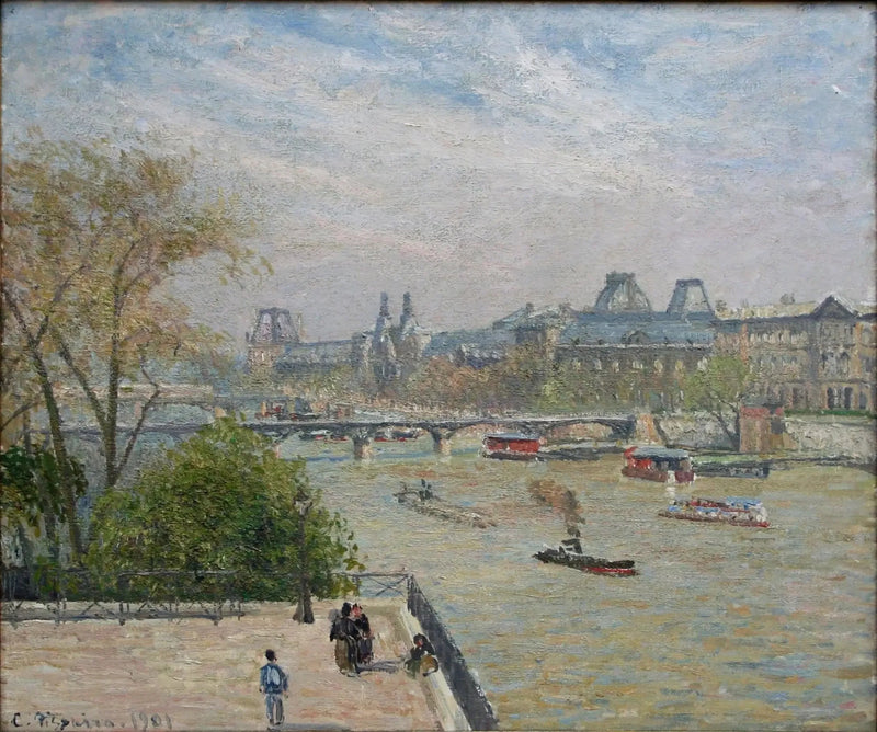 The Louvre, spring, morning, sun - Camille Pissarro