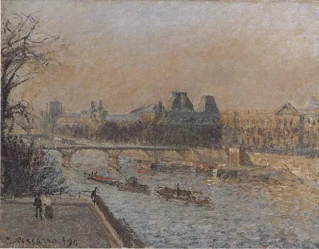 The Louvre, setting sun, 3rd series - Camille Pissarro