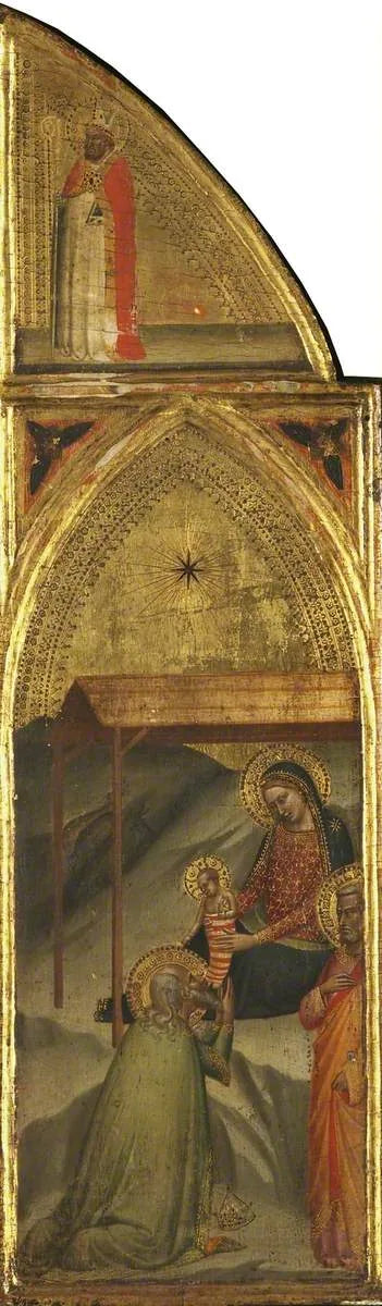 Le mage adorant l'Enfant Jésus et l'évêque (triptyque, volet droit) (verso) - Bernardo Daddi image 1 tableau peint à l’huile sur toile
