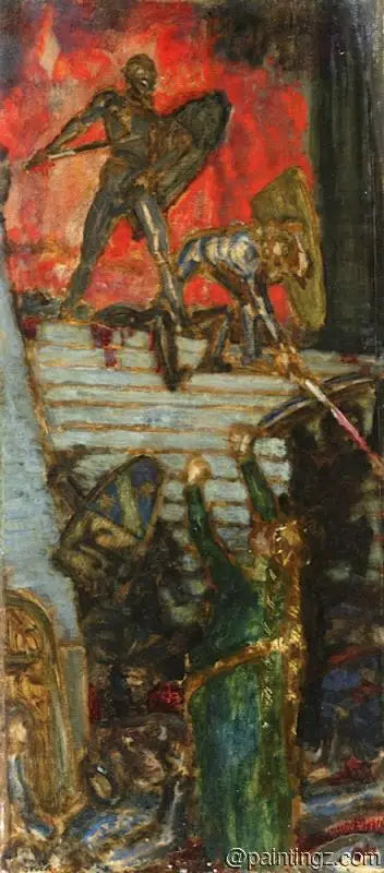 Reproduction du tableau « Le Malheur des Nibelungen - Franz von Stuck » par Alpha Reproduction en peinture à l’huile