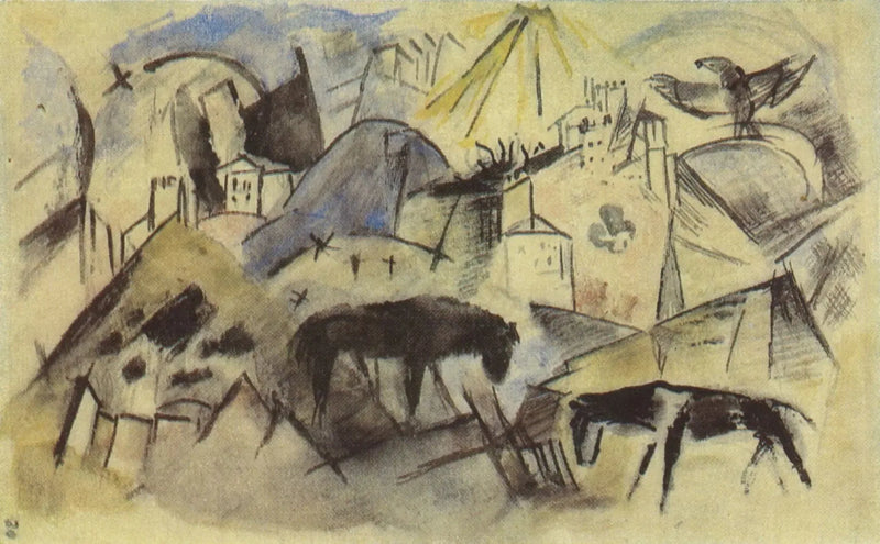 The unfortunate country of Tyrol (sketch) - Franz Marc
