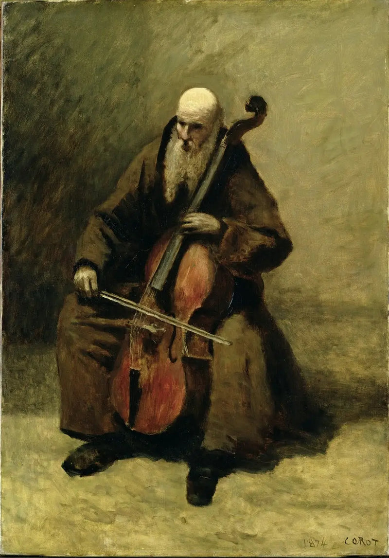 The Monk with Cello - Jean-Baptiste Camille Corot