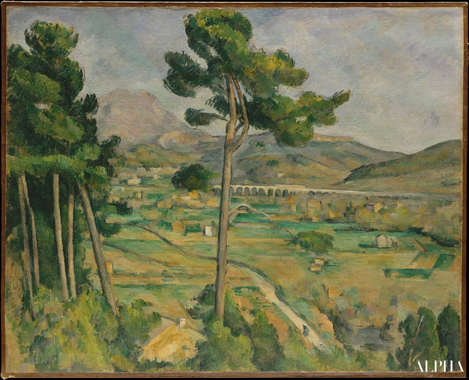Le Mont Sainte-Victoire et le Viaduc de la Vallée de l'Arc - Paul Cézanne - Reproductions de tableaux et peintures haut de gamme