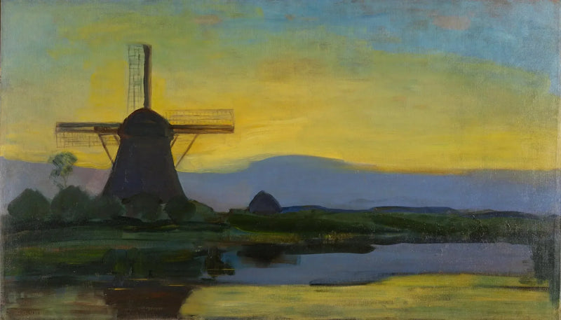 The Oostzijdse Mill at Night - Piet Mondrian