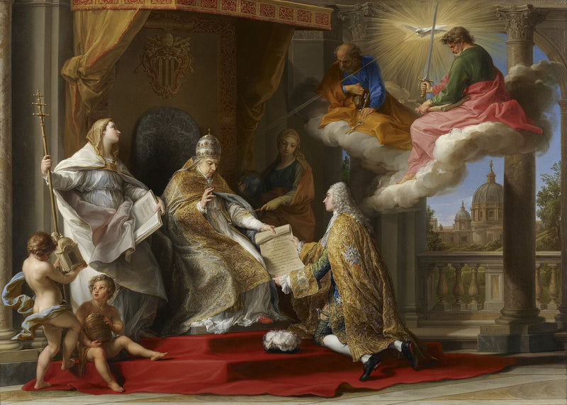 Pope Benedict XIV presenting the encyclical « Ex Omnibus » to the Count of Stainville, future Duke of Choiseul - Pompeo Batoni