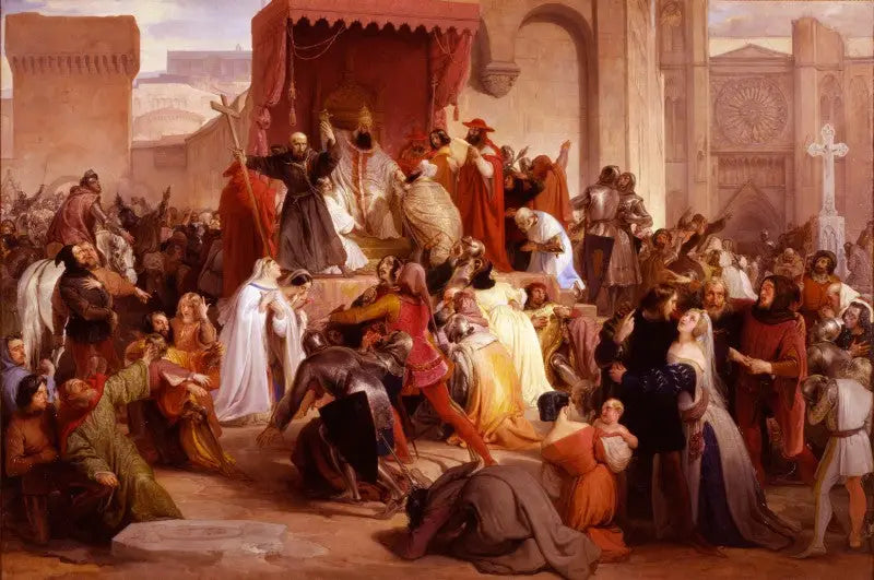 Pope Urban II Preaching the First Crusade on the Clermont Square - Francesco Hayez