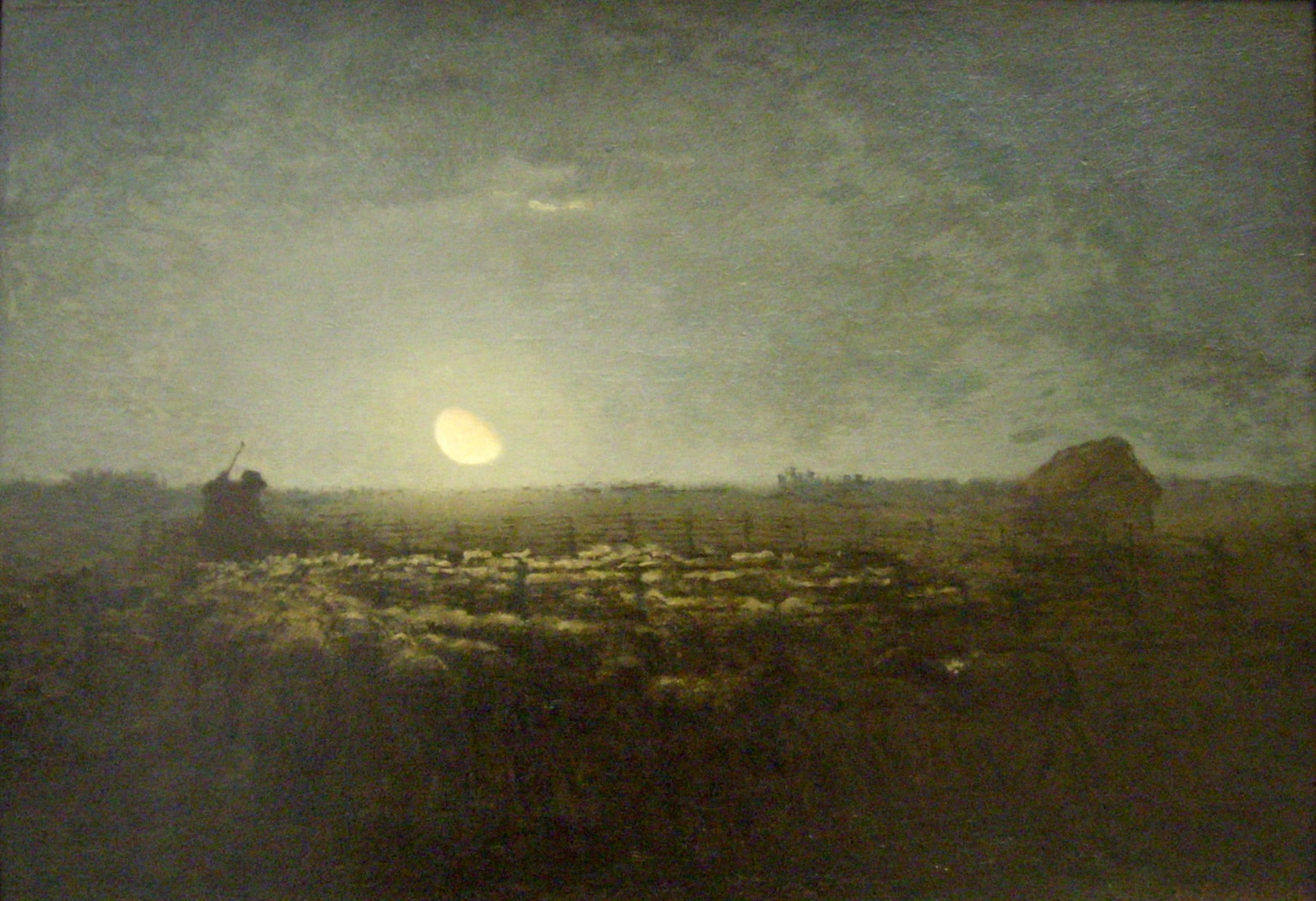 The Sheep Park, Moonlight - Jean-François Millet