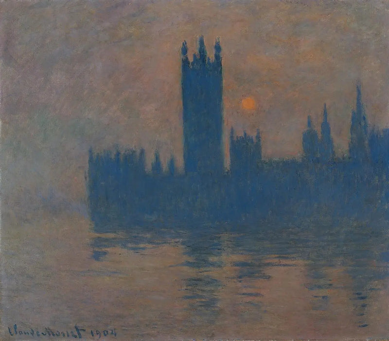 The Parliament, Sunset - Claude Monet