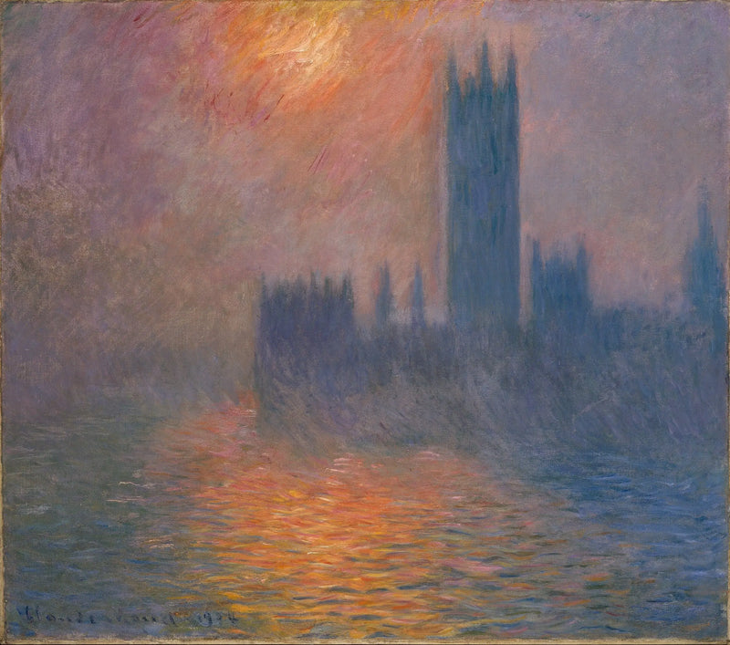 The Parliament, Sunset - Claude Monet