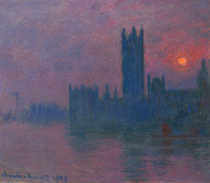 The Parliament, Setting Sun - Claude Monet
