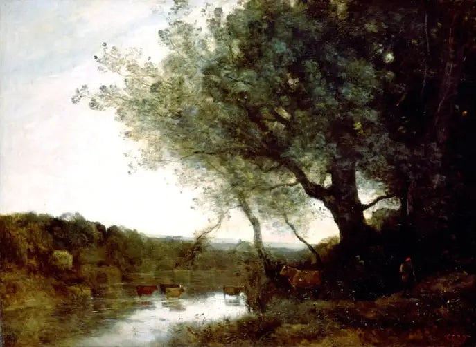 Le Passage du gué le soir - Jean-Baptiste Camille Corot - Alpha Reproduction